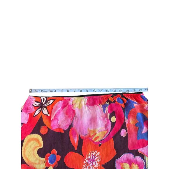 Chico's Skirt Pink Floral Bouquet Whimsical Y2K Fairy Semi Sheer Silk Medium - Picture 9 of 11